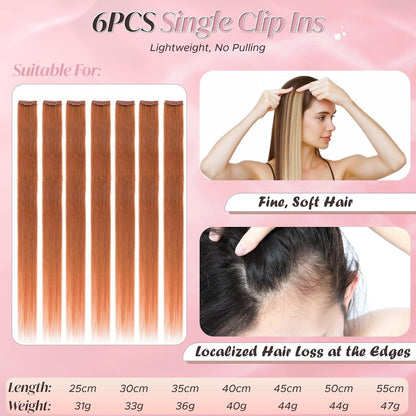 Clip-In Haarverlängerung Echthaar – Honig Orange, 55cm