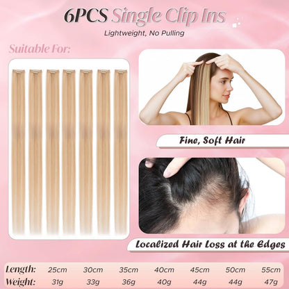 Clip-In Haarverlängerung Echthaar Ascheblond/Blond 55cm