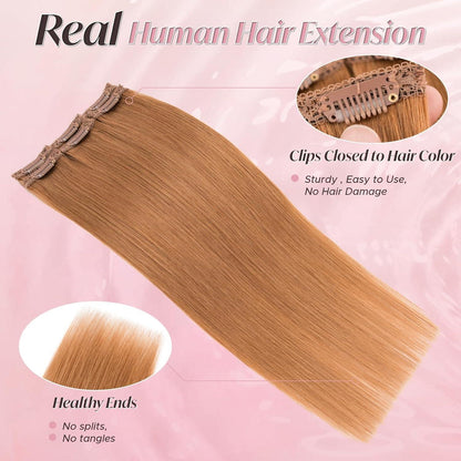 Clip-In Haarverlängerung Echthaar Braun 45cm – 6 Strähnen