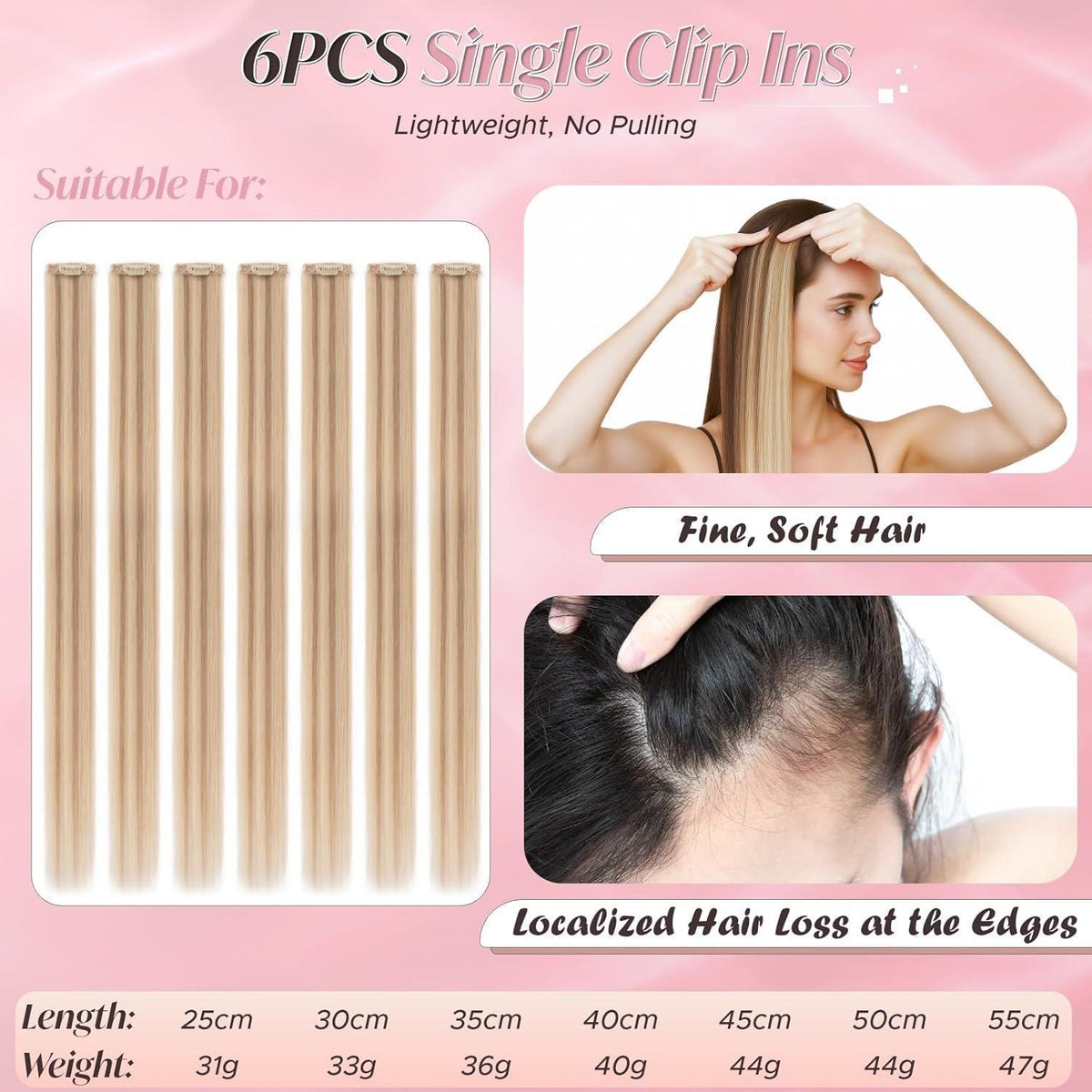 Echthaar Haarverlängerung Clip-In Goldbraun & Blond (25cm)