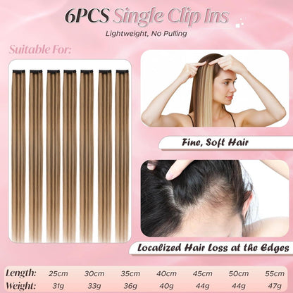 Echthaar Haarverlängerung Clip-In 25cm Mittelbraun/Dunkelblond