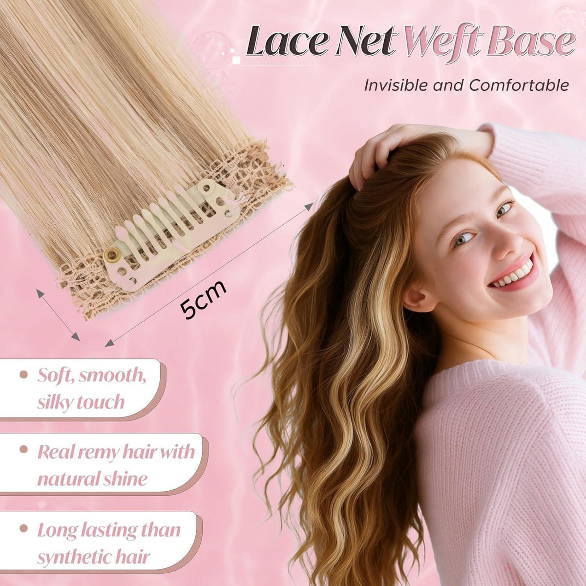 Clip-In Haarverlängerung Echthaar 45cm Goldbraun & Blond
