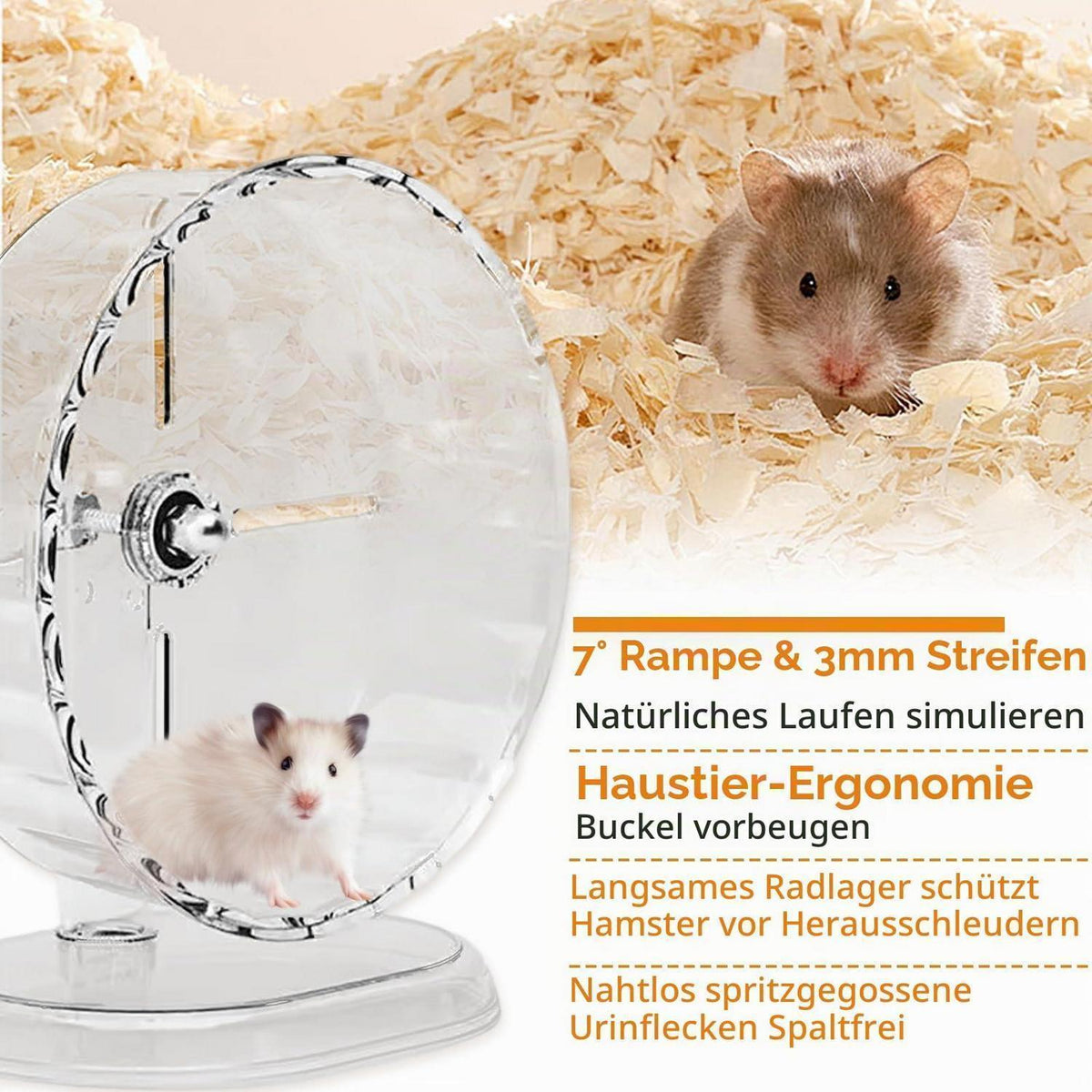 Super-leises Hamsterrad Ø24cm – Rutschfest & Einstellbar