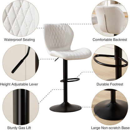 Barhocker mit Lehne, höhenverstellbar, beige