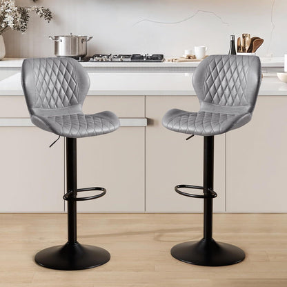 Barhocker mit Lehne, höhenverstellbar, Grau