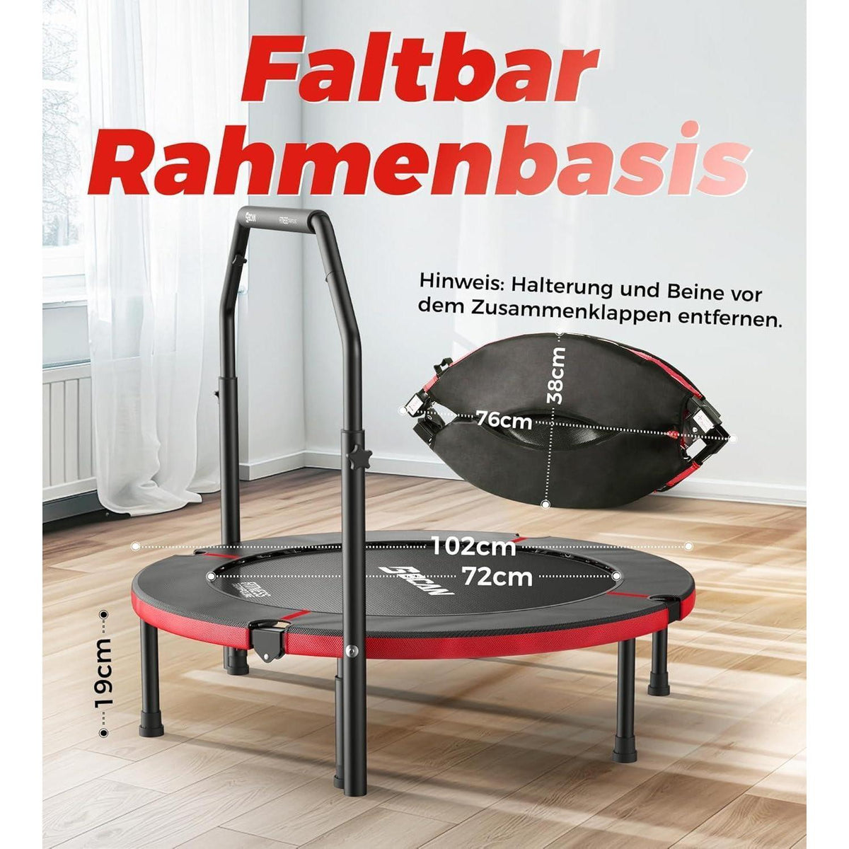 Fitness Trampolin 102cm – Faltbar & Verstellbar