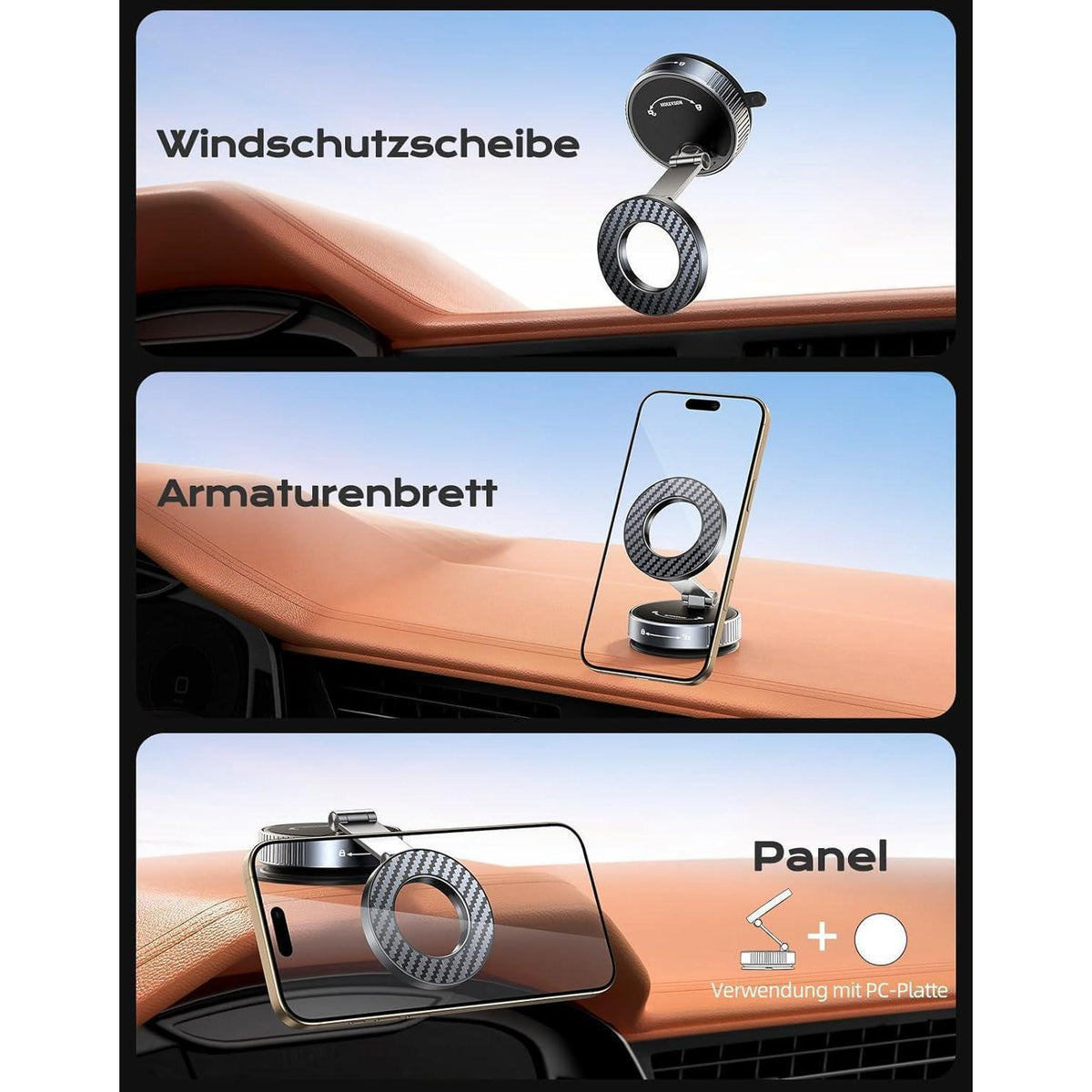 Magnetischer Handyhalter für Auto mit starkem Vakuum