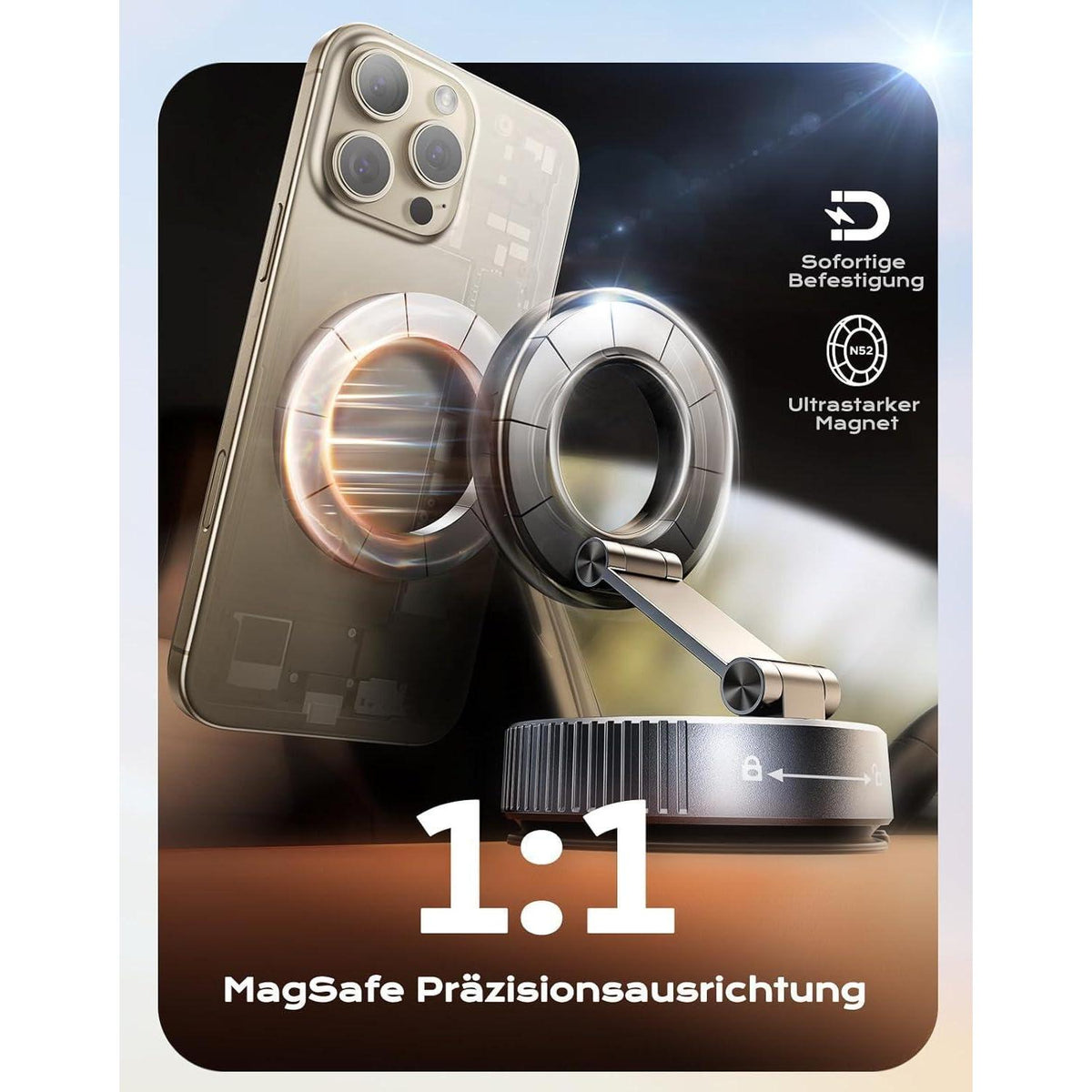 Magnetischer Handyhalter für Auto mit starkem Vakuum