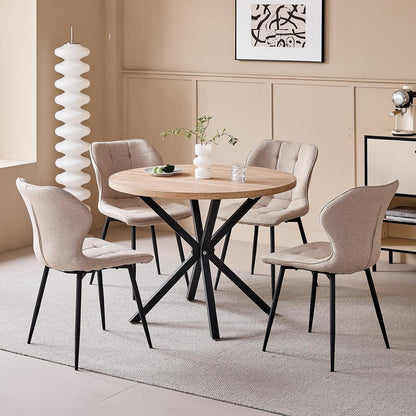 Moderner Esstisch Set 100cm + 4 Khaki Stühle