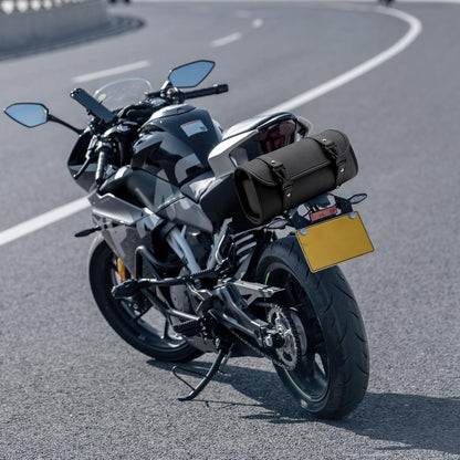 Motorrad Satteltasche PU Leder Wasserdicht Werkzeugtasche Schwarz