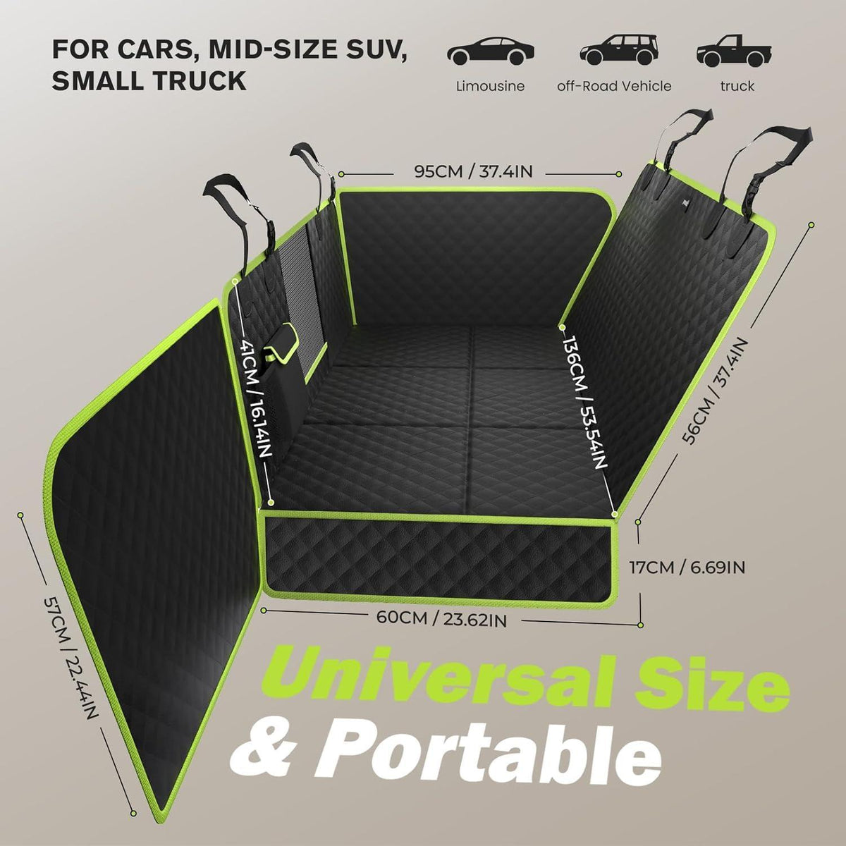 Hundedecke Auto Rückbank mit Harter Unterseite 136x60cm, Wasserdicht & Kratzfest
