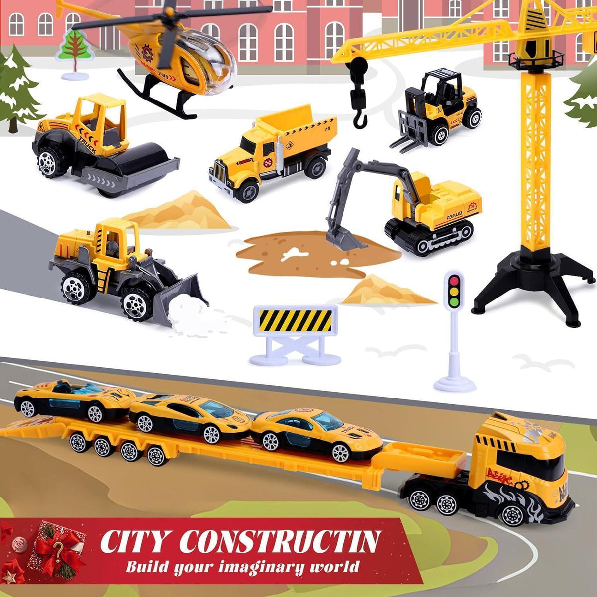 Adventskalender Kinder: Baufahrzeuge & Baustelle Spielzeug