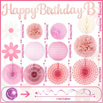 29-teiliges Partydeko-Set Roségold Pink Beige