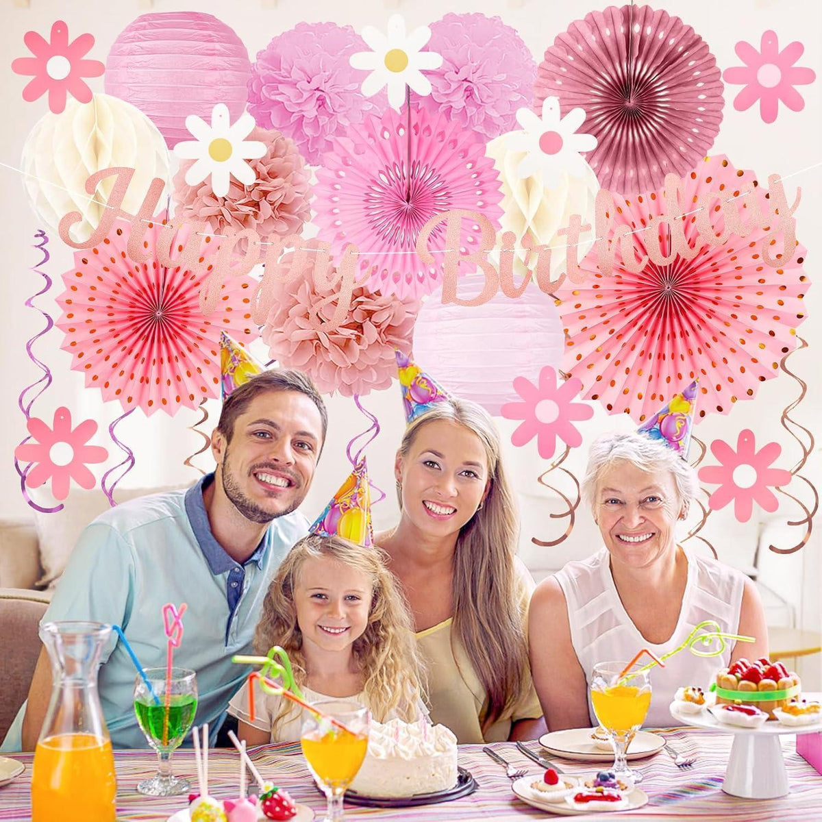 29-teiliges Partydeko-Set Roségold Pink Beige