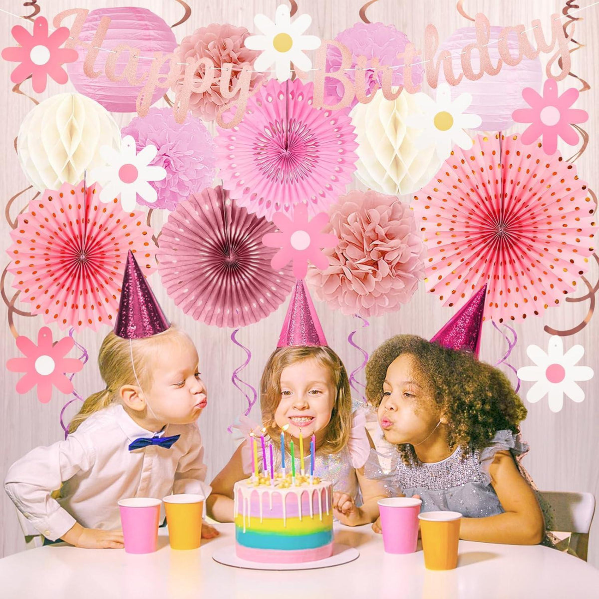 29-teiliges Partydeko-Set Roségold Pink Beige
