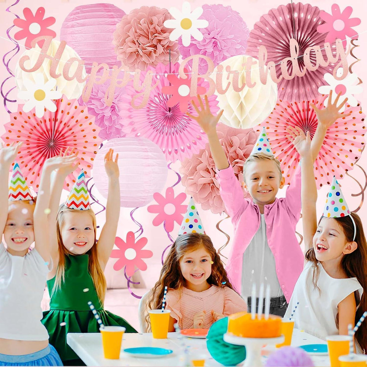 29-teiliges Partydeko-Set Roségold Pink Beige