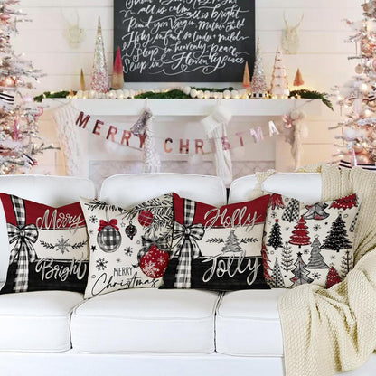 Weihnachtskissenbezug 50x50 cm - 4er Set für Wohnzimmer & Schlafzimmer