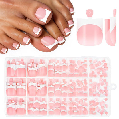 150er Set Fußnägel Aufkleben French Press on Nails Rosa