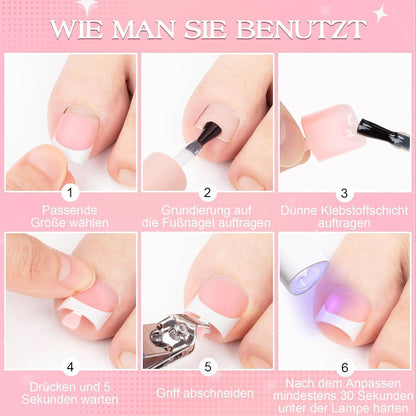 150er Set Fußnägel Aufkleben French Press on Nails Rosa