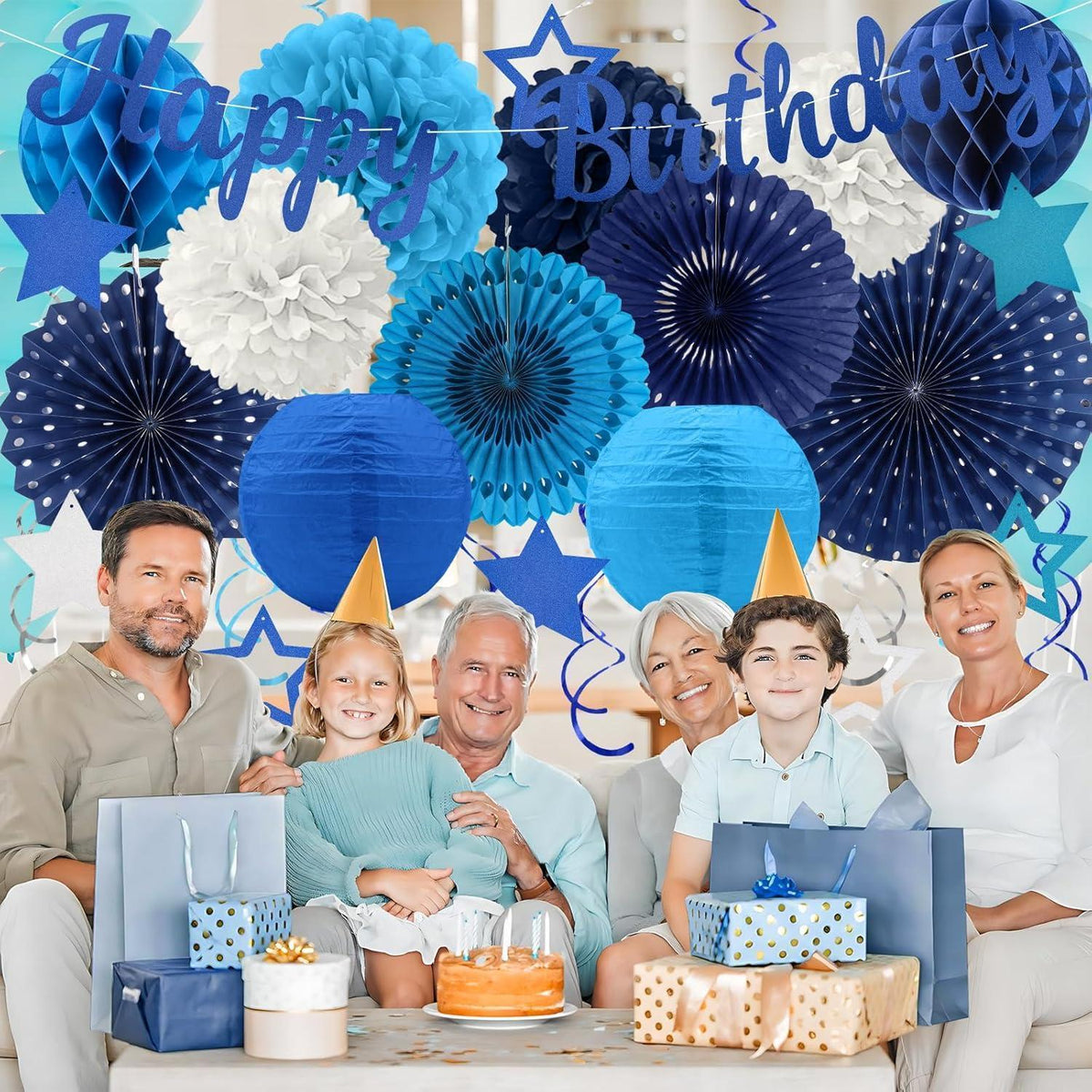 Marineblaue Geburtstagsdeko Set 29 Teile für Männer & Jungen