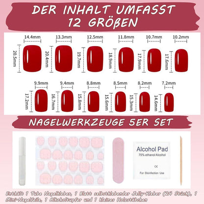 24 Rosa Glitter French Nägel Zum Aufkleben - Kurz & Quadratisch