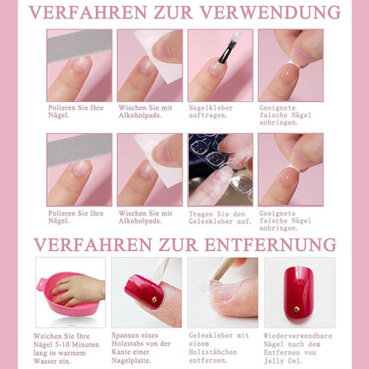 24 Rosa Glitter French Nägel Zum Aufkleben - Kurz & Quadratisch