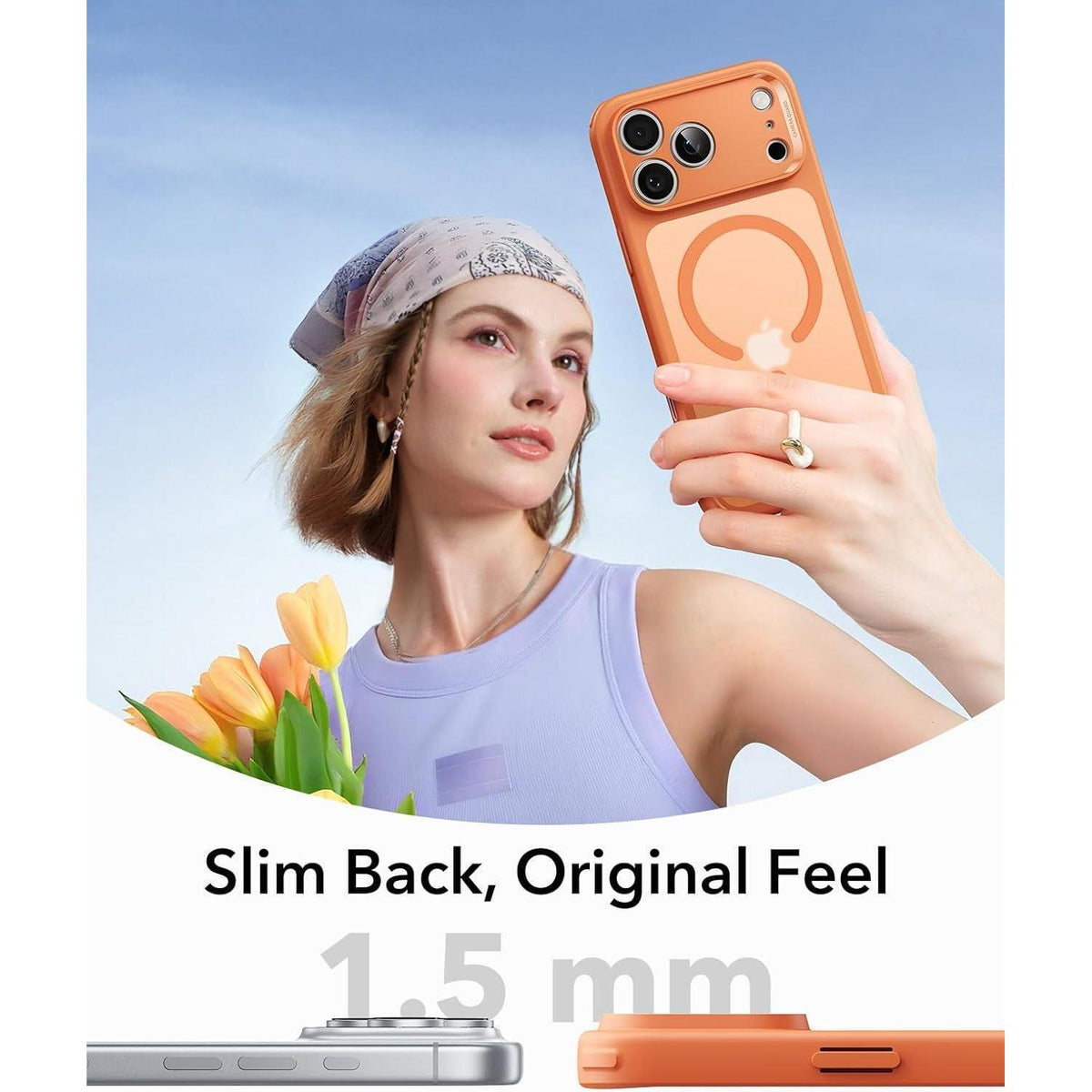 iPhone 17 Pro Max Hülle mit Kamerasteuerung, MagSafe, Militärschutz, Matt Orange