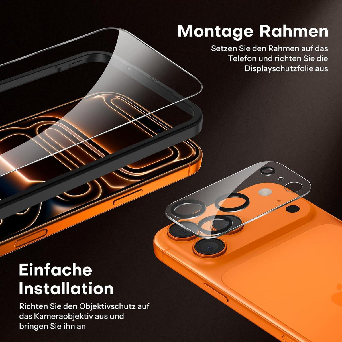 Displayschutzfolie für iPhone 17 Pro Max, 3er-Pack mit Kameraschutz