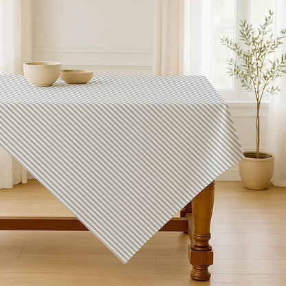 Grau gestreifte Tischdecke 85x85 cm – Abwaschbar & Pflegeleicht