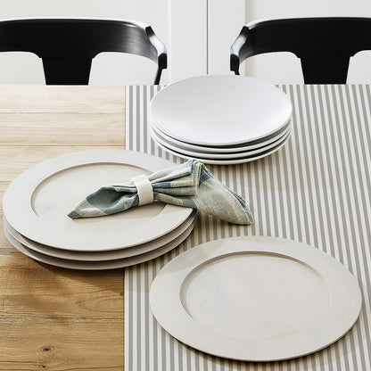 Grau gestreifte Tischdecke 85x85 cm – Abwaschbar & Pflegeleicht
