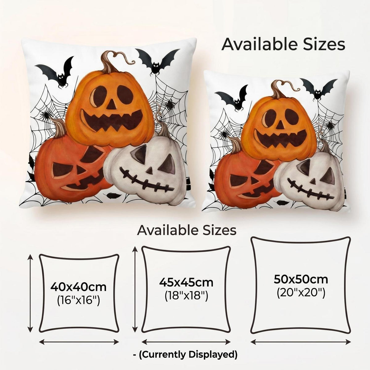 Halloween Kissenbezug 2er Set 45x45 cm - Spinnennetz & Kürbis