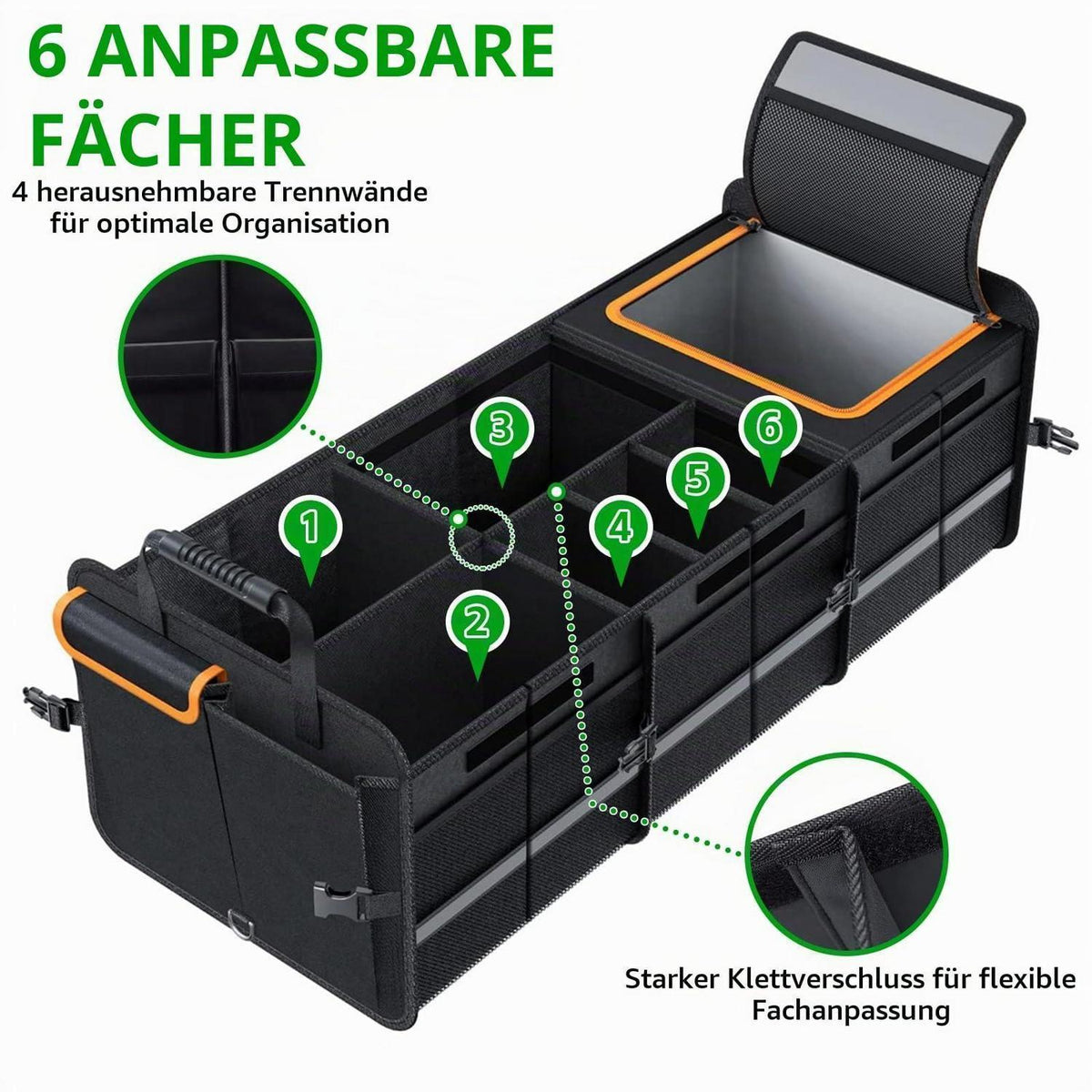 Kofferraum Organizer mit Kühltasche & Faltbarer Abdeckung