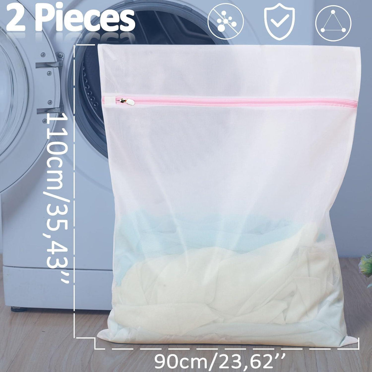 2 Wäschesäcke Groß 90x110cm – Robust & Vielseitig