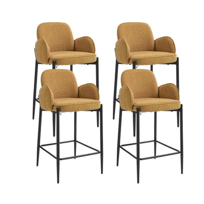 Barhocker Set 4er – Chenille, Metallfuß, Gelb