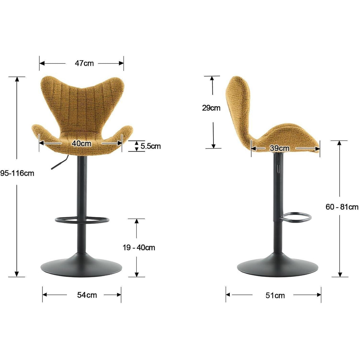 Barhocker Set 4er – Chenille, Höhenverstellbar & Fußstütze