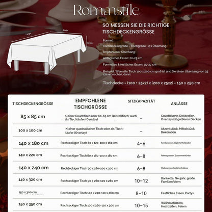 Romanstil Tischdecke Weihnachten Rot 150x300 cm Jacquard Rentier