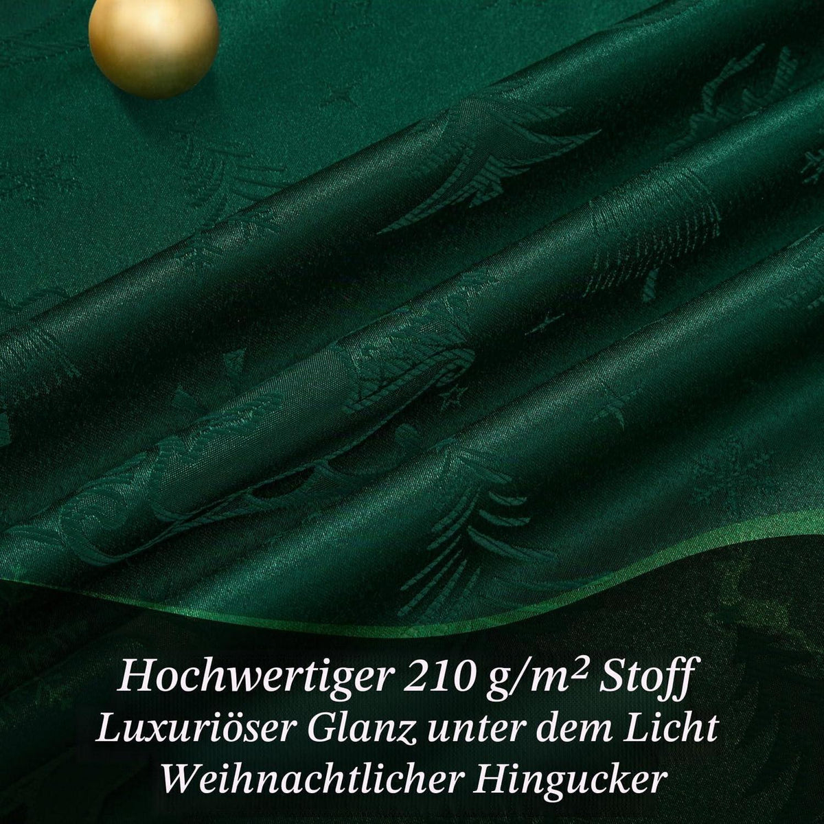 Runde Weihnachtstischdecke 160cm Dunkelgrün – Jacquard Deko mit Rentier & Baum
