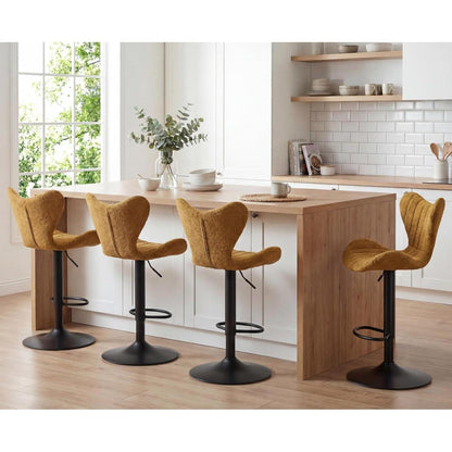Barhocker Set 2er – Chenille, Höhenverstellbar & Fußstütze