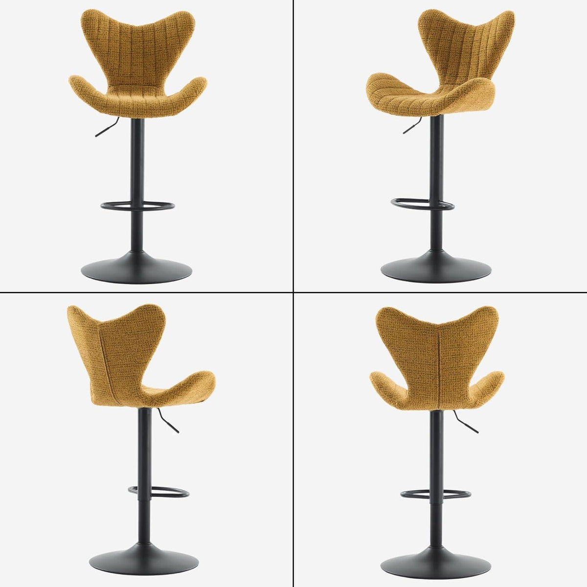 Barhocker Set 2er – Chenille, Höhenverstellbar & Fußstütze