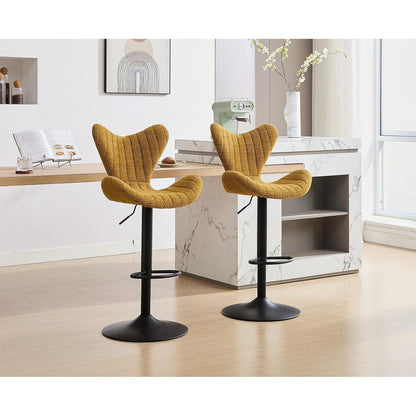 Barhocker Set 2er – Chenille, Höhenverstellbar & Fußstütze