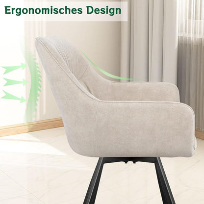 Drehbarer Esszimmerstuhl Set 4er – Samt, Khaki