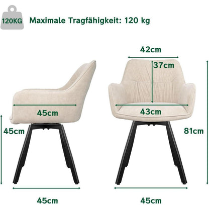Drehbarer Esszimmerstuhl Set 6 – Samt, Khaki, 360°