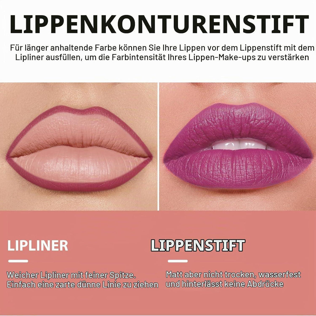 12-teiliges Lippen-Set: Samtmatte Farben & Konturen
