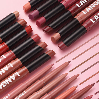 12-teiliges Lippen-Set: Samtmatte Farben & Konturen