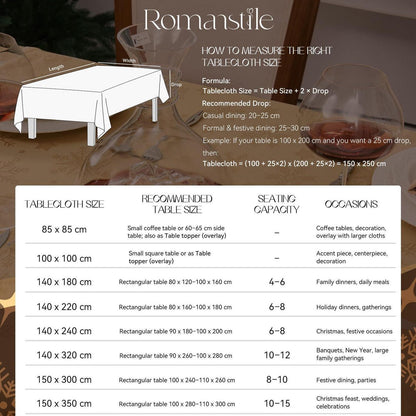Romanische Weihnachts Tischdecke Gold 140x240 cm Schneeflocken & Sterne