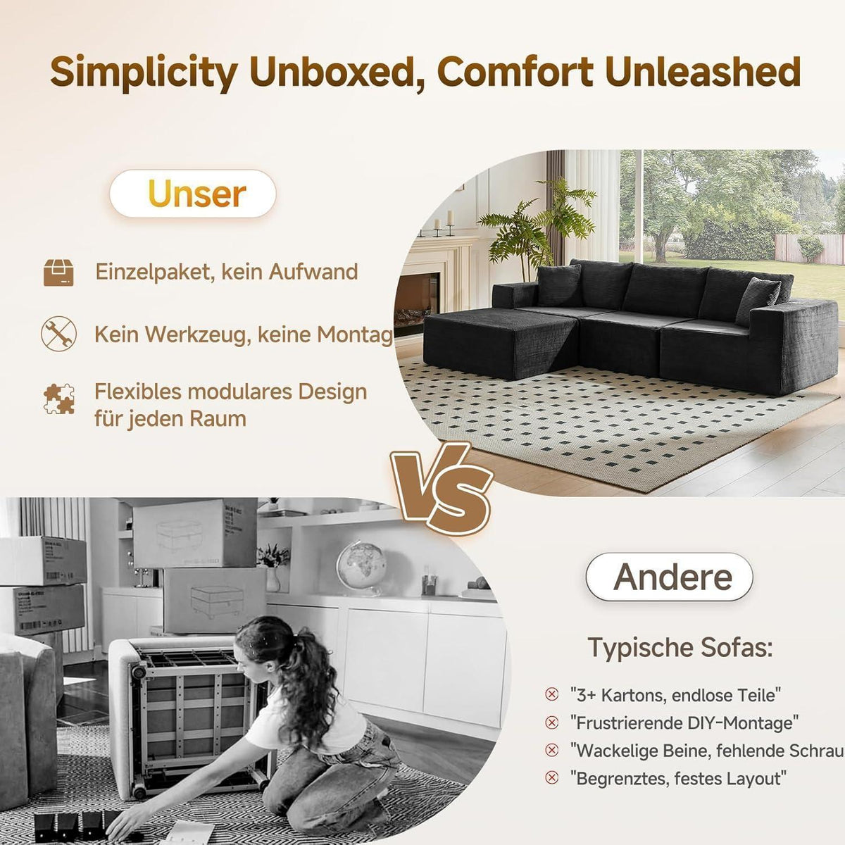 Großes Ecksofa 275cm mit Schlaffunktion & Ottomane