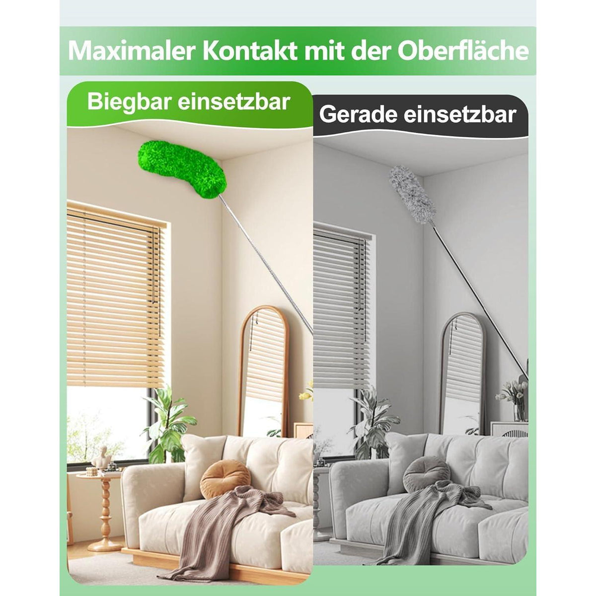 Teleskop Staubwedel ausziehbar, waschbar, grün
