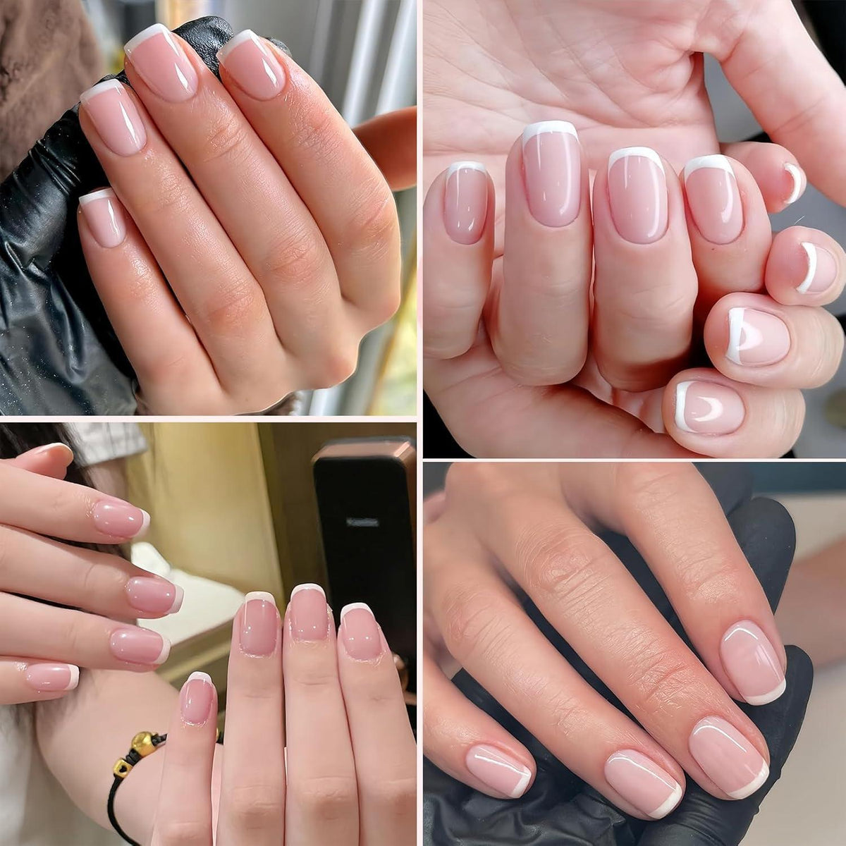 24er Set French Press on Nails - Kurz & Quadratisch Rosa