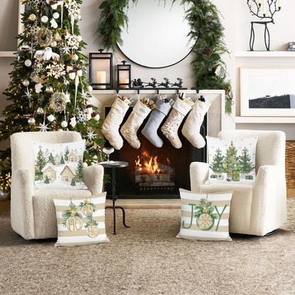 Weihnachtskissenbezug 4er Set 45x45 cm Winterdeko