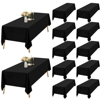 12x Schwarz Tischdecke 153x320cm – Rechteckig & Waschbar